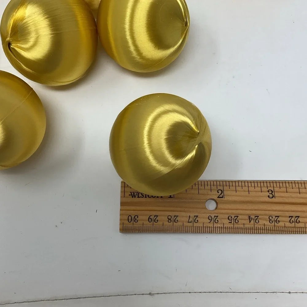 VTG‎ Essex Franke Gold Satin Unbreakable Christmas Ornaments 3 Boxes 12 Each USA